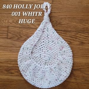 HUGE 122 HIPPI 001 WHITE HANDMADE CROCHETED  HANGING WALL STORAGE BASKET